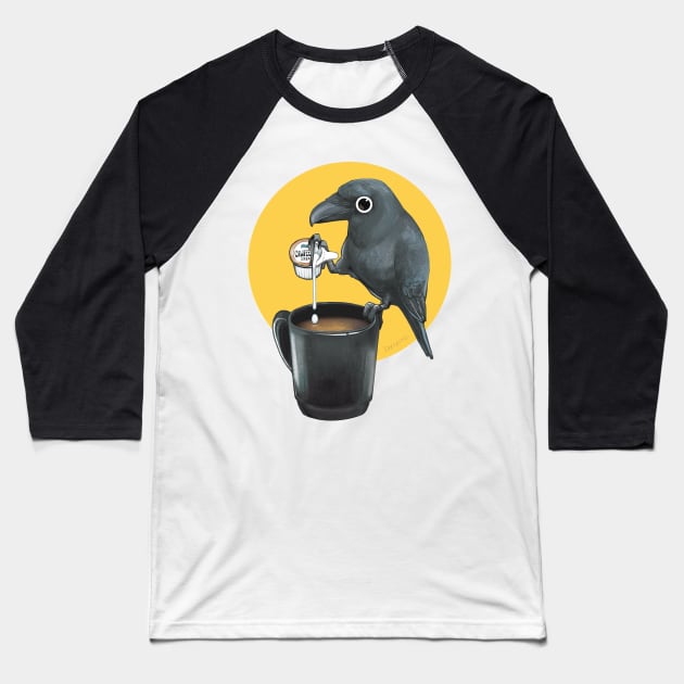 CAW-fee Crow Baseball T-Shirt by Sabtastic